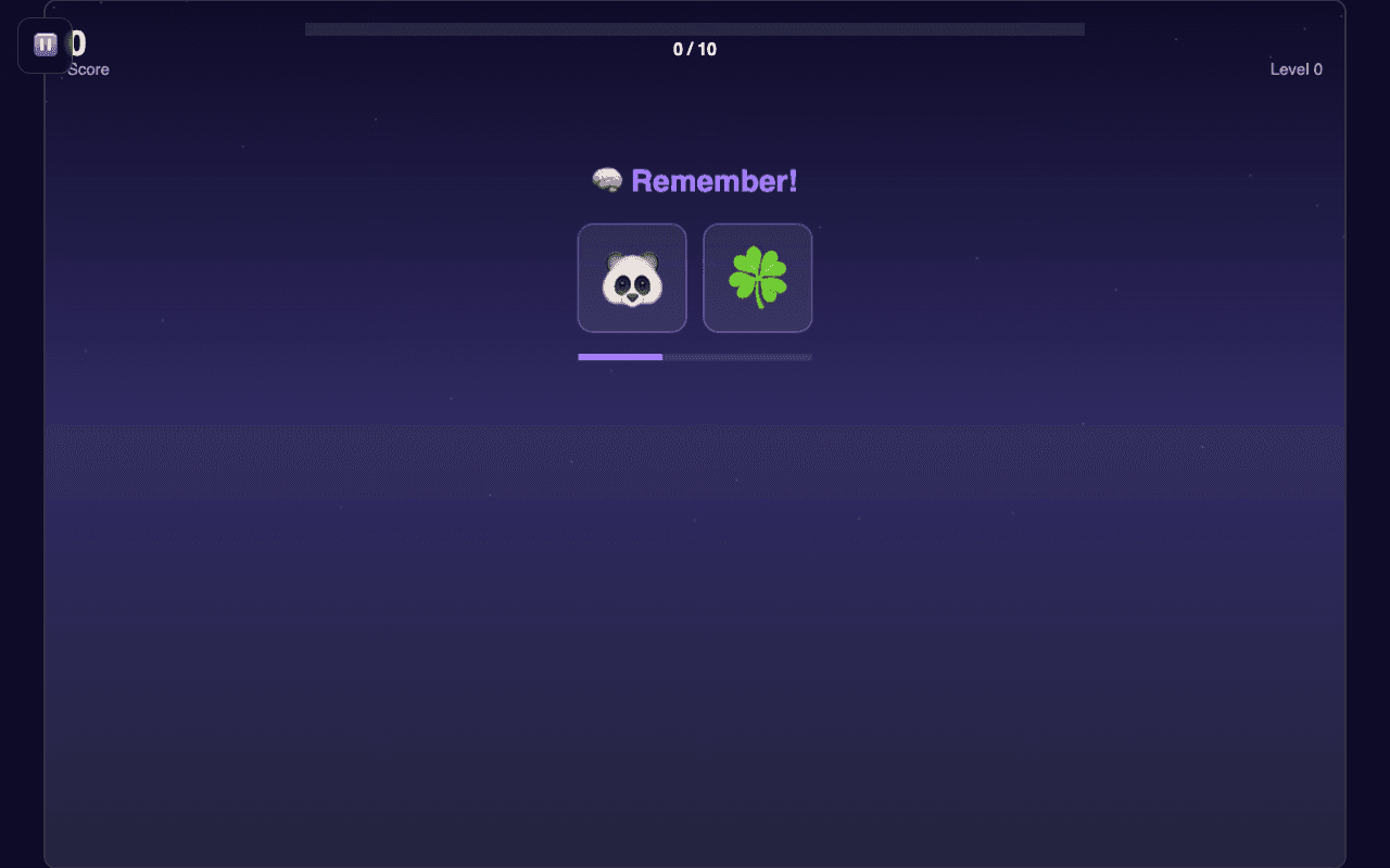 Memory Sequence game screenshot